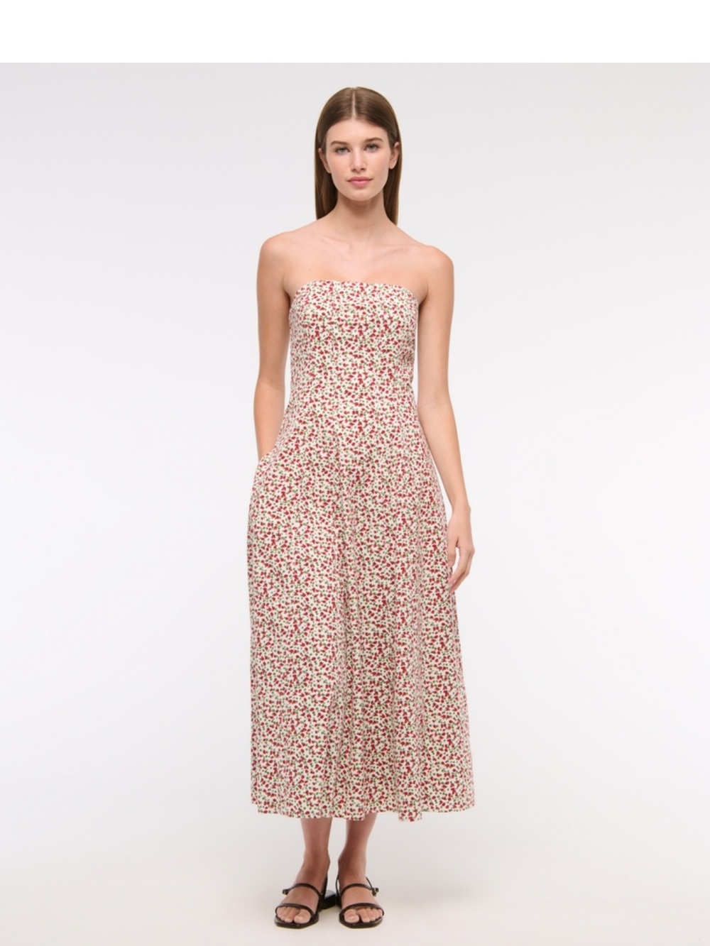 Abercrombie & Fitch Strapless Floral Jumpsuit in Red and Cream